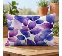 Outdoor Cushions Waterproof, Purple Cushion Covers 35cm x 55cm Set of 1 Leaf Decorative Pillows Linen Rectangle Cushion Covers with Invisible Zipper, Garden Patio Chair Park Bench Balcony Decor 1D#325