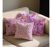 Outdoor Cushions Waterproof Purple Outdoor Seat Cushions 40x40 cm Set of 4 Garden Furniture Pillowcase Floral Square Waterproof Velvet Sofa Pillowcases for Patio Farmhouse Garden Ornaments 16x16-1448