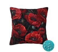 Outdoor Cushions Waterproof, Red Cushion Covers Set of 2, Summer Outdoor Cushion Covers, Garden Cushions Waterproof, Double-Sided Poppies Outdoor Cushions for Garden Patio Home Decor 18"x18" -OZ75