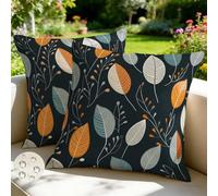 Outdoor Cushions Waterproof Rustic Cushion Covers 65 x 65 cm Set of 2 Spring Summer Garden Cushions Leaves Throw Pillow Cases Sofa Pillows with Invisible Zipper for Patio Balcony 26 x 26 Inch -GY343