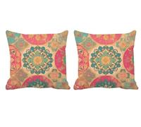 Outdoor Cushions Waterproof Set of 2 Bohemia Cushion Covers 50x50cm Square Large Cushions Mandala Throw Pillow Velvet Decorative Pillow Covers for Summer Patio Garden Furniture Bench Chair,Gifts -T820