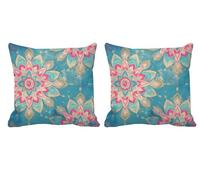 Outdoor Cushions Waterproof Set of 2 Bohemia Cushion Covers 50x50cm Square Large Cushions Mandala Throw Pillow Linen Decorative Pillow Covers for Summer Patio Garden Furniture Bench Chair,Gifts -T880