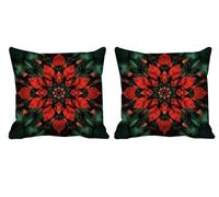Outdoor Cushions Waterproof Set of 2 Bohemia Cushion Covers 60x60cm Square Large Cushions Red Throw Pillow Linen Decorative Pillow Covers for Summer Patio Garden Furniture Bench Chair Car,Gifts -T430