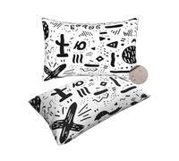 Outdoor Cushions Waterproof Set of 2 Garden Cushions, Outdoor Cushion Covers 80cm x 50cm Pillow Covers, Summer Waterproof Decorative Pillows for Balcony Patio Farmhouse (Black and White/Cute) -zt372