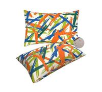 Outdoor Cushions Waterproof Set of 2 Garden Cushions, Rectangle Outdoor Cushion Covers 40cm x 60cm Pillow Covers, Summer Waterproof Decorative Pillows for Balcony Farmhouse (Retro/Stripes) -zt181