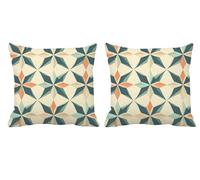 Outdoor Cushions Waterproof Set of 2 Mandala Cushion Covers 50x50cm Square Large Cushions Grid Stitching Throw Pillow Linen Decorative Pillow Covers for Summer Patio Garden Furniture Bench,Gifts -T805