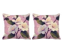 Outdoor Cushions Waterproof Set of 2 Summer Cushion Covers 50x50cm Square Large Cushions Flower Throw Pillow Linen Decorative Pillow Covers for Summer Patio Garden Bench Chair,Gifts for Women -T841