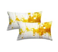 Outdoor Cushions Waterproof, Set of 2 White Cushion Covers 40cm x 60cm, Yellow Pillow Cases 2 Pack, Outdoor Waterproof Linen Cushion Covers, Decorative Pillows for Garden Patio Chair Home Decor -7413