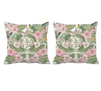 Outdoor Cushions Waterproof Set of 2 White Cushion Covers 50x50cm Square Large Cushions Bird Throw Pillow Velvet Decorative Pillow Covers for Summer Patio Garden Furniture Bench Chair Car,Gifts -T817