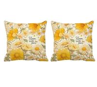 Outdoor Cushions Waterproof Set of 2 Yellow Cushion Covers 50x50cm Square Large Cushions Flower Throw Pillow Velvet Decorative Pillow Covers for Summer Patio Garden Furniture Bench Chair,Gifts -T889
