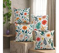 Outdoor Cushions Waterproof Simple Cushion Covers 35x35cm Set of 4 Flower Throw Pillows Cases, Decorative Cushion Cases for Outdoor Couch Sofa Patio Garden Furniture Patio Couch Home Decoration L-O280
