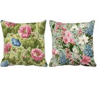 Outdoor Cushions Waterproof Soft 50 x 50 Set of 2, Rural Cushion Covers Simple Square Sofa Pillows Covers with Invisible Zipper for Livingroom Outdoor Garden Bench Summer Decorative Pillows g1-s1594