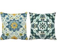 Outdoor Cushions Waterproof Soft 55 x 55 Set of 2, Duck Egg Color Cushion Covers Retro Square Sofa Pillows Covers with Invisible Zipper for Outdoor Garden Patio Bench Summer Decorative Pillows a1-x303