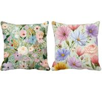 Outdoor Cushions Waterproof Soft 75 x 75 Set of 2, Rural Cushion Covers Flower Square Sofa Pillows Covers with Invisible Zipper for Livingroom Outdoor Garden Bench Summer Decorative Pillows q1-r1865