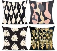 Outdoor Cushions Waterproof Spring Summer Cushion Covers 24x24 Inch Set of 4 black abstract Throw Pillows Decorative Cases for Outdoor Sofa Patio Furniture Home Decoration PjY8490 H-7