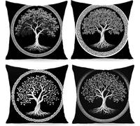 Outdoor Cushions Waterproof Spring Summer Cushion Covers 32x32 Inch Set of 4 black Tree Throw Pillows Decorative Cases for Outdoor Sofa Patio Furniture Home Decoration PjY8764 L-2