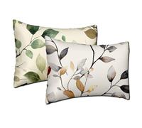 Outdoor Cushions Waterproof Teal Cushion Covers 30x50 cm Decorative Pillows Leaf Set of 2 Rectangle Throw Pillow Covers Waterproof Soft Short Plush Lumbar Pillowcases Spring Summer Garden Decor h-1310