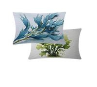 Outdoor Cushions Waterproof Teal Cushion Covers 50x70cm Pack of 2 Sage Green Garden Cushions Double-Sided Printing Linen Decorative Pillows for Outdoor Garden Furniture Farmhouse Balcony Decor T415