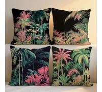Outdoor Cushions Waterproof Tropical Plants Outdoor Seat Cushions 100x100 cm Set of 4 Garden Furniture Pillowcase Leaf Waterproof Linen Pillowcases for Patio Farmhouse Garden Ornaments 39x39in b-1180