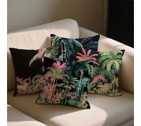 Outdoor Cushions Waterproof Tropical Plants Outdoor Seat Cushions 35x35 cm Set of 4 Garden Furniture Pillowcase Leaf Waterproof Velvet Pillowcases for Patio Farmhouse Garden Ornaments 14x14in b-1180