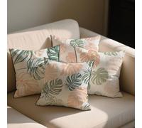 Outdoor Cushions Waterproof Tropical Plants Outdoor Seat Cushions 35x35 cm Set of 4 Garden Furniture Pillowcase Leaf Waterproof Velvet Pillowcases for Patio Farmhouse Garden Ornaments 14x14in b-1184