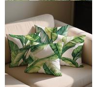 Outdoor Cushions Waterproof Tropical Plants Outdoor Seat Cushions 40x40 cm Set of 4 Garden Furniture Pillowcase Leaf Waterproof Velvet Pillowcases for Patio Farmhouse Garden Ornaments 16x16in b-1176
