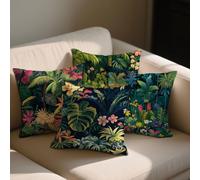 Outdoor Cushions Waterproof Tropical Plants Outdoor Seat Cushions 50x50 cm Set of 4 Garden Furniture Pillowcase Floral Waterproof Velvet Pillowcases for Patio Farmhouse Garden Ornaments 20x20in b-1164