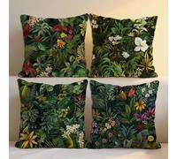 Outdoor Cushions Waterproof Tropical Plants Outdoor Seat Cushions 50x50 cm Set of 4 Garden Furniture Pillowcase Floral Waterproof Linen Pillowcases for Patio Farmhouse Garden Ornaments 20x20in b-1168