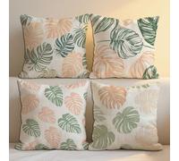 Outdoor Cushions Waterproof Tropical Plants Outdoor Seat Cushions 90x90 cm Set of 4 Garden Furniture Pillowcase Leaf Waterproof Linen Pillowcases for Patio Farmhouse Garden Ornaments 35x35in b-1184