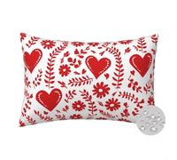 Outdoor Cushions Waterproof White Red Cushion Covers 30cm x 50cm Set of 2 Throw Pillow Cases Heart Shaped Floral Decorative Pillowcases for Sofa Farm Bed Garden Outdoor Indoor 12x20 Inches -FS615