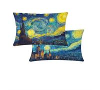 Outdoor Cushions Waterproof Yellow Cushion Covers 50x70cm Pack of 2 Abstract Garden Cushions Double-Sided Printing Linen Decorative Pillows for Outdoor Garden Furniture Farmhouse Balcony Decor T430