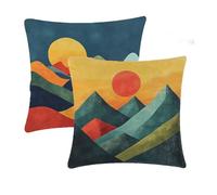 Outdoor Cushions Waterproof Yellow Cushion Covers 55x55cm 2 pcs Abstract Garden Cushions With Invisible Zipper Summer Velvet Decorative Pillows for Farmhouse Patio Garden Furniture Balcony Decor T-603
