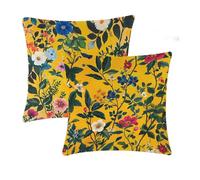 Outdoor Cushions Waterproof Yellow Cushion Covers 75x75cm 2 pcs Flowers Garden Cushions With Invisible Zipper Summer Linen Decorative Pillows for Farmhouse Patio Garden Furniture Balcony Decor T-687