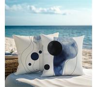 Outdoor Cushions White Cushion Covers 35x35cm Set of 2 SimpleGarden Cushions Square Waterproof Linen Throw Pillow Covers with Invisible Zipper for Patio Garden Living Room Autumn Decor Gift 1Z-165