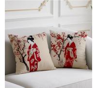 Outdoor Cushions Woman Large Cushion Covers 40cmx40cm 2 Pack Velvet Cushions Japanese Style Decorative Pillows Double Sided Printing Pillow Covers for Fall Winter Garden Balcony Blench Halloween w-855