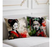 Outdoor Cushions Woman Large Cushion Covers 45cmx45cm 2 Pack Velvet Cushions Japanese Style Decorative Pillows Double Sided Printing Pillow Covers for Fall Winter Garden Balcony Blench Halloween w-875