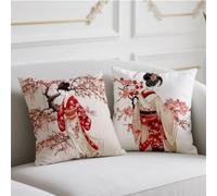Outdoor Cushions Woman Large Cushion Covers 55cmx55cm 2 Pack Velvet Cushions Japanese Style Decorative Pillows Double Sided Printing Pillow Covers for Fall Winter Garden Balcony Blench Halloween w-861
