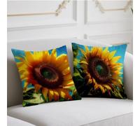 Outdoor Cushions Yellow Large Cushion Covers 45 x 45 cm 2 Pack Garden Cushions Sunflower Decorative Pillows Double Sided Printing Pillow Cover for Fall Garden Balcony Blench Halloween Christmas wj-467