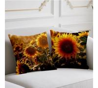 Outdoor Cushions Yellow Large Cushion Covers 55 x 55 cm 2 Pack Garden Cushions Sunflower Decorative Pillows Double Sided Printing Pillow Cover for Fall Garden Balcony Blench Halloween Christmas wj-471