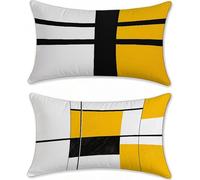 Outdoor Cushions Yellow Simplicity Cushion Covers 20x32in Linen Garden Cushions Waterproof Set of 2 Sofa Cushion for Outdoor Furniture, Decorative Pillows, Oblong Outside Throw Pillow Covers u-18627