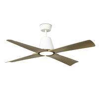 Outdoor DC Ceiling Fan Typhoon White-Wood with LED & Remote
