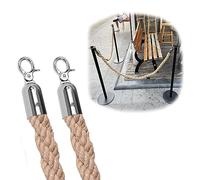 Outdoor Deck Warehouse Barrier Ropes for Crowd Control/ Traffic Diversion, 2 Pcs Twisted Hemp Stanchion Rope with Silver Clips, Farmhouse/ Street Road/Driveway ( Color : Set of 2 , Size : 1.5m/5ft )