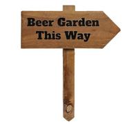Outdoor Decoration Beer Garden Sign with Stake, Wooden Arrow Pointing Right or Left, Party Pub Garden Sign