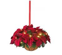Outdoor Decoration with Timer Pre-Lit Christmas Hanging Basket, Battery-Powered LED Lights Weather-Proof Artificial Greenery for Indoor Outdoor Holida
