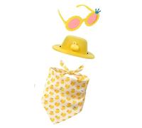 Outdoor Decorative Feather Outfit Addition with Adjustable Headpiece and Shade Decorative Set Decorative Feather Themed Headcover for Displaying Garden Birds Glasses and Neck Scarf Set