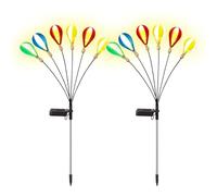 Outdoor Decorative Hot Air Balloon, Solar Hot Sphere Bulb Lighting - 2x Solar Pathway Stake Lights, Colorful Waterproof LED Ground Plug Lights for Courtyard