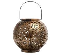 Outdoor Decorative Solar Lantern - 18cm Round LED Moroccan-Style Garden Light for Patio, Yard, Table - Weatherproof Hanging & Standing Solar Lamp (Copper/Black) (Copper)