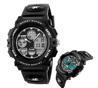 Outdoor Digital Sport Watch for Men, 50M Water Resistant Tactical Wristwatch with Chronograph, EL Light, Alarm, Date and Week Display, PU Strap(Black camo)