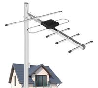 Outdoor Digital TV Aerial - 4K/1080P Freeview Antenna with Long-Range Signal-Booster, LTE-Filter & Weatherproof Design - Includes 26.25ft Copper-Coax Cable for UK