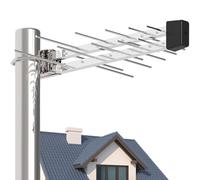 Outdoor Digital TV Aerial - High-Performance Antenna with Signal Booster for 4K/1080p HD Reception in the UK - Weatherproof Design with 26.25ft Premium Copper Coax Cable